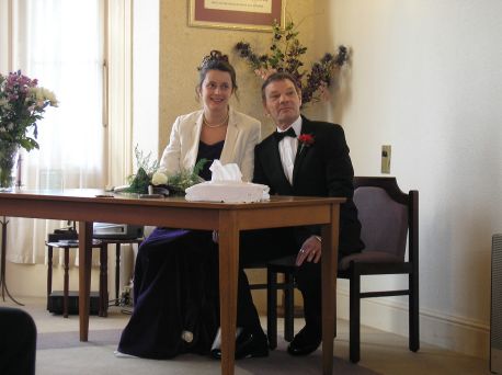 Jack and Rebecca seated at the desk